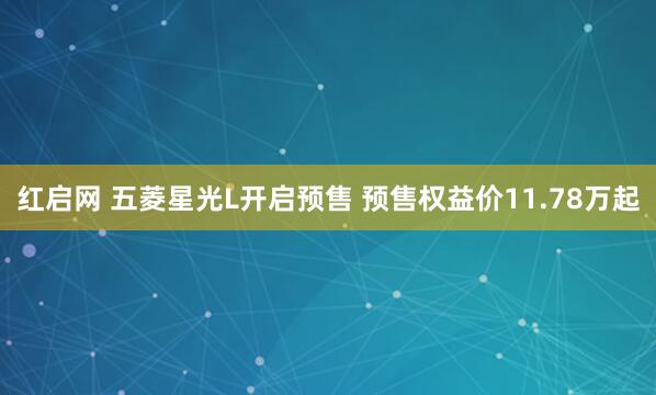 红启网 五菱星光L开启预售 预售权益价11.78万起